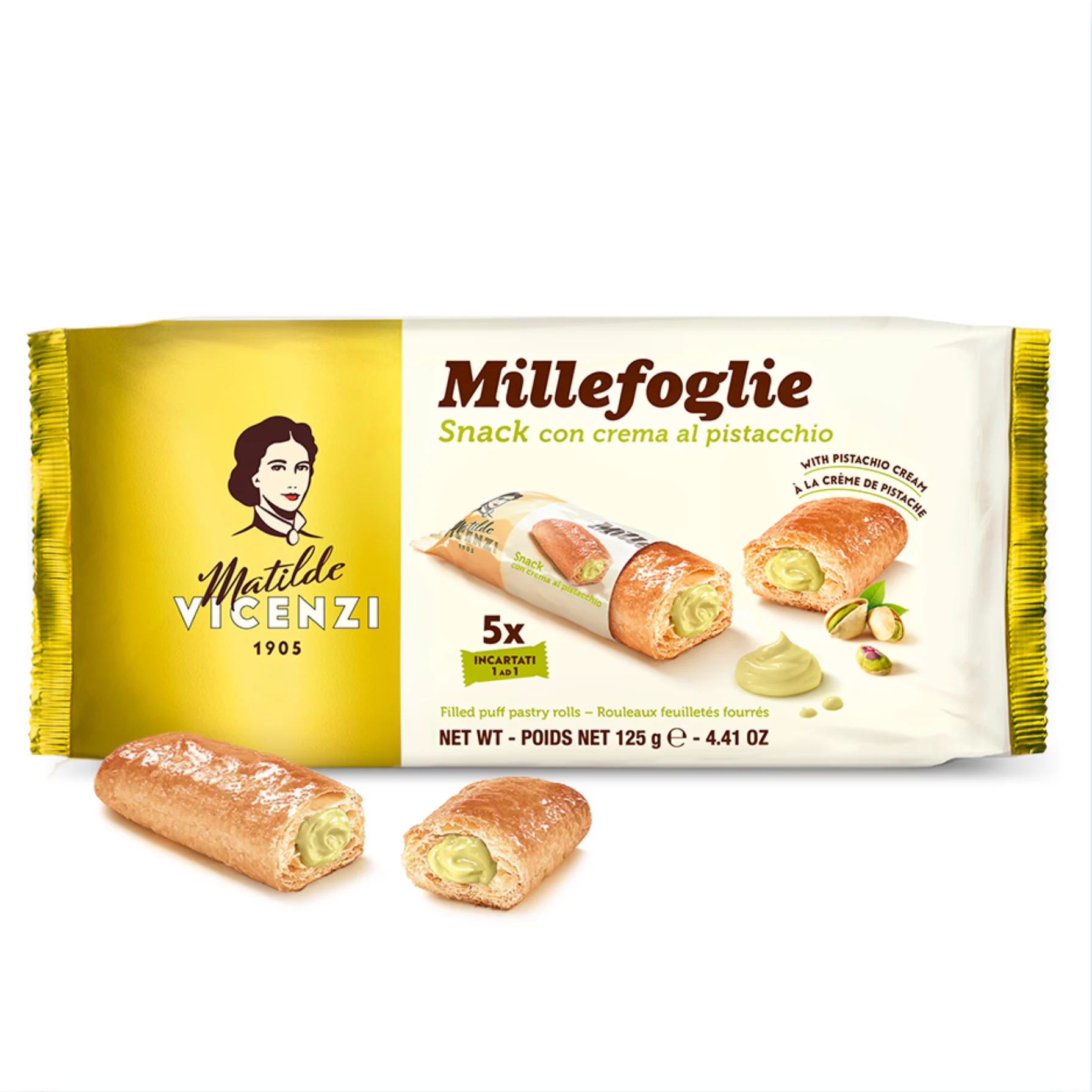 Vicenzi Millefoglie Snack Filled with Pistachio Cream 125g