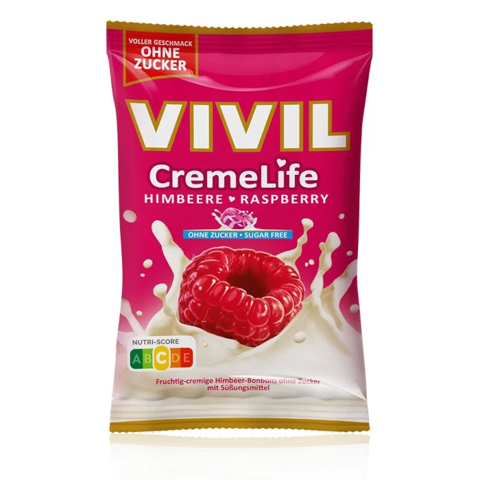VIVIL Creme Life Bonbons Himbeere ohne Zucker 90g / 3.17oz