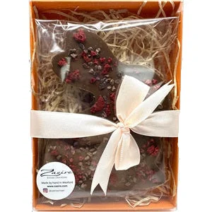 Zaeire Artisan Chocolates Milk Chocolate Bunny with Cacao Nibs & Raspberry 110g