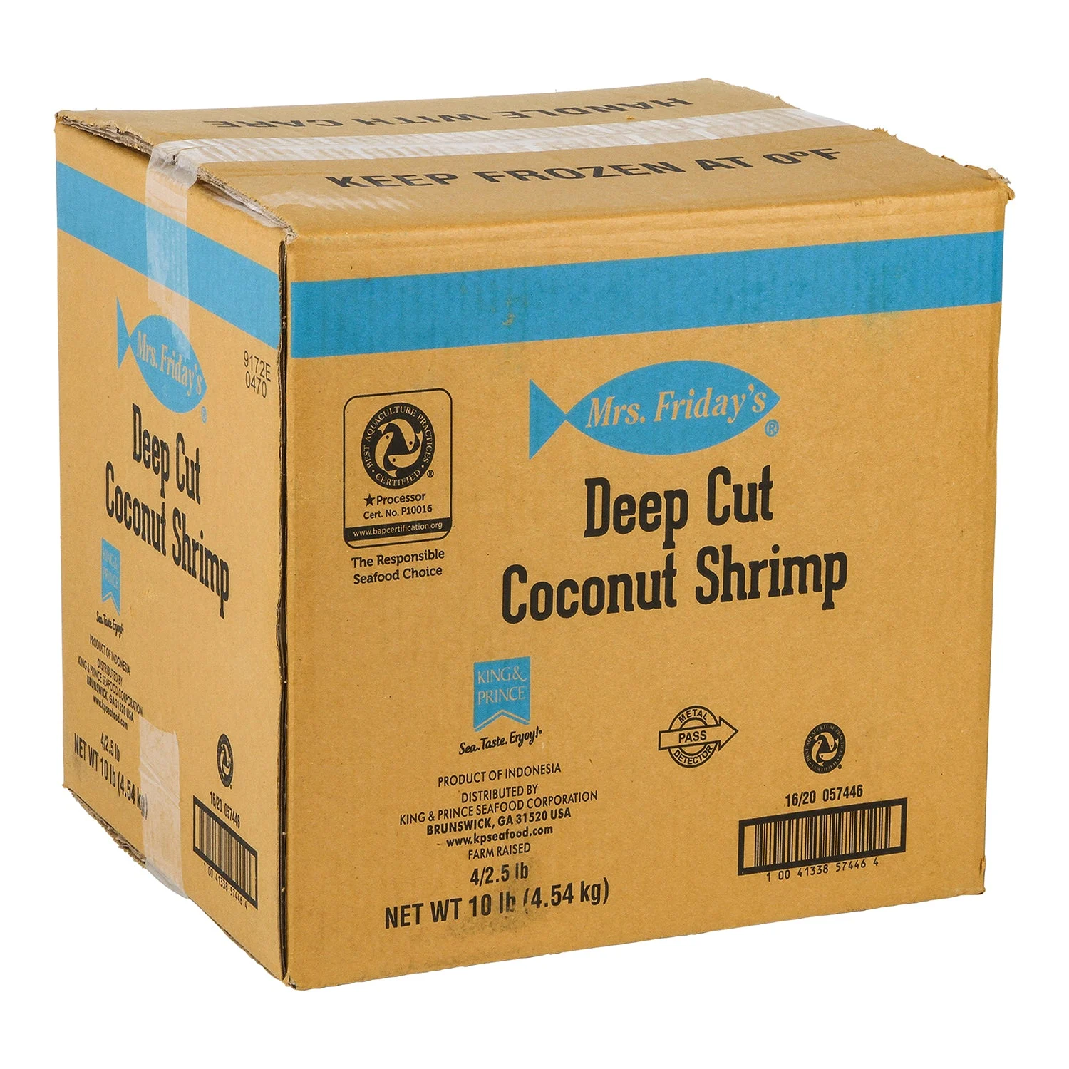 Mrs. Friday's Coconut Breaded Dpcut Shrimp 2.5 Pound Each - 4 Per Case.