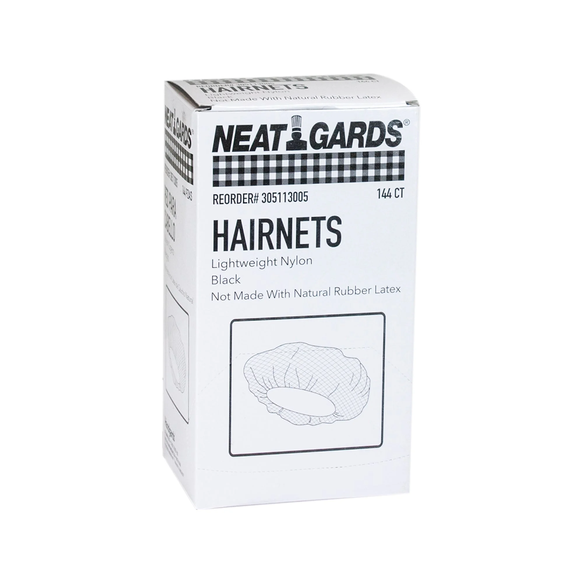 Neatgards Handgards Nylon Black Large Light Weight Hairnet 10 - 144 - 144 Ea