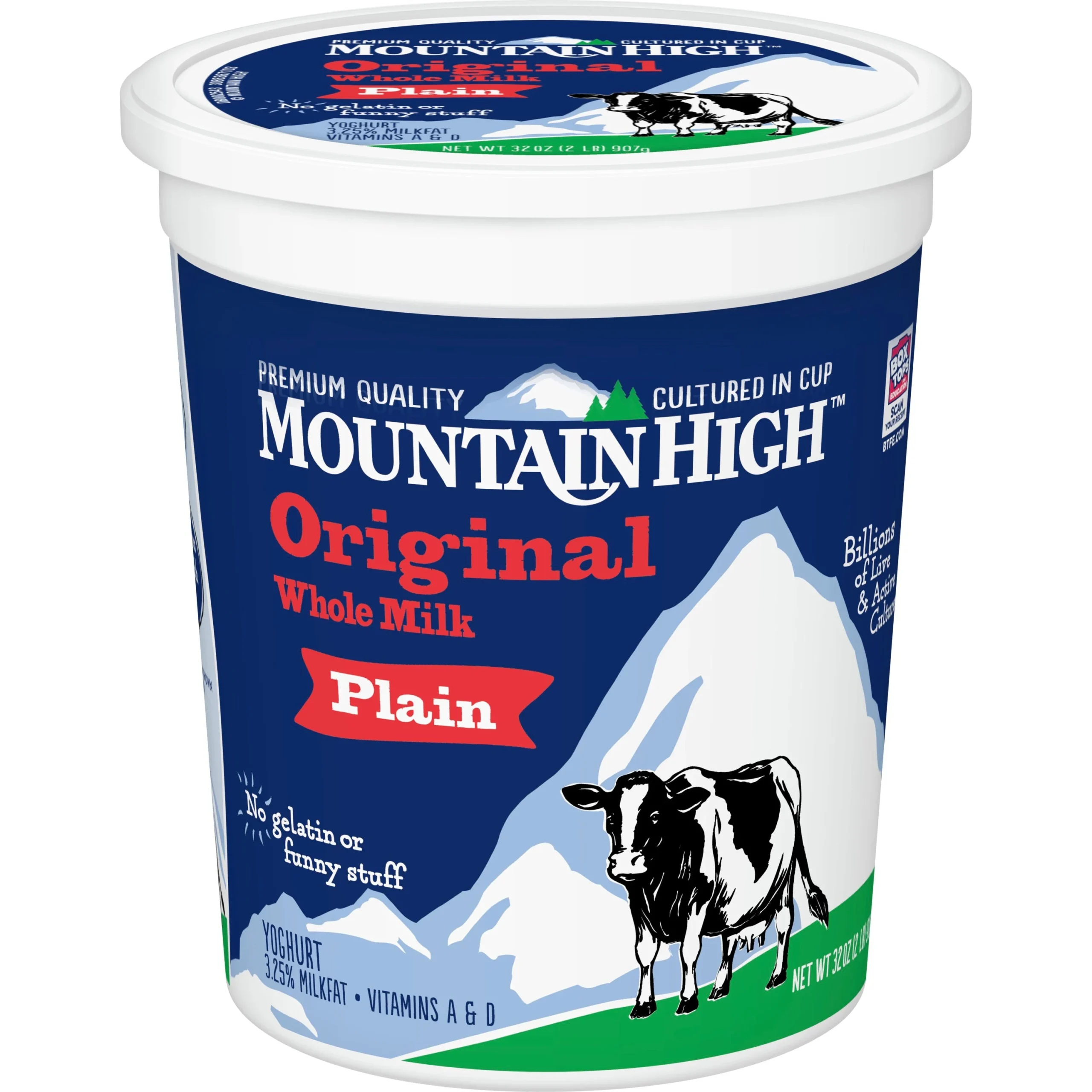 Mountain High Whole Milk Yogurt Bulk Tubplain 32 Ounce Size - 6 Per Case.