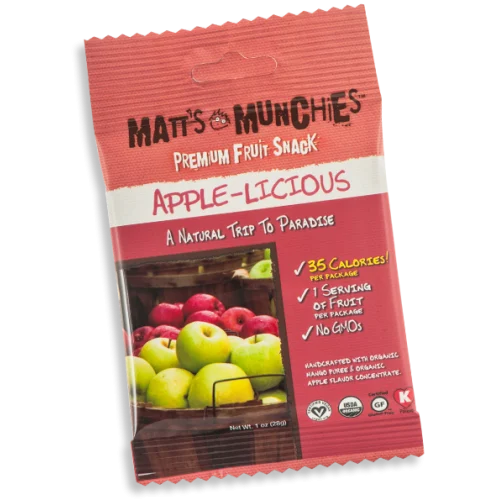 Matts Munchies Premium Fruit Snacks - Apple-Licious ~ CASE Of 12 ~