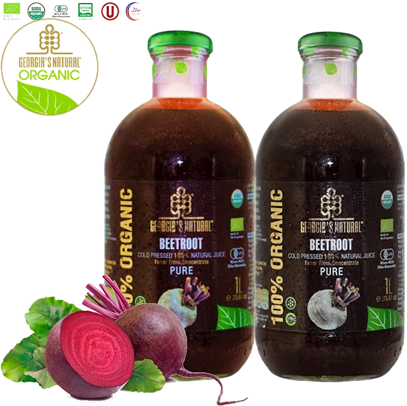 GEORGIA'S NATURAL Organic Cold Pressed Pure Beetroot Juice 750ml/8pack