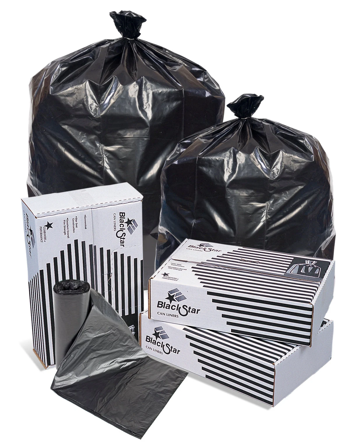40X46 .95 Mil 40-45 Gallons Black Star Perfroll 100(10/10 Count - 40-45 Gallon Bag) No Print
