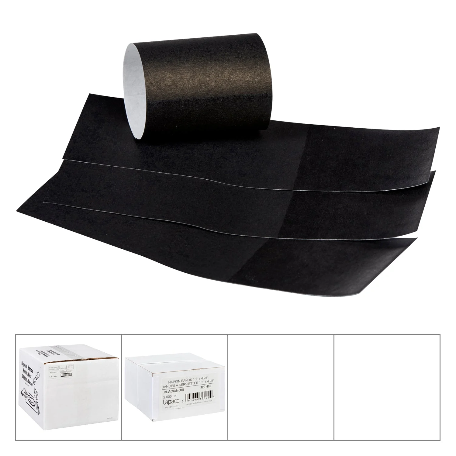 Napkin Band Black 1.5'' X 4.25''