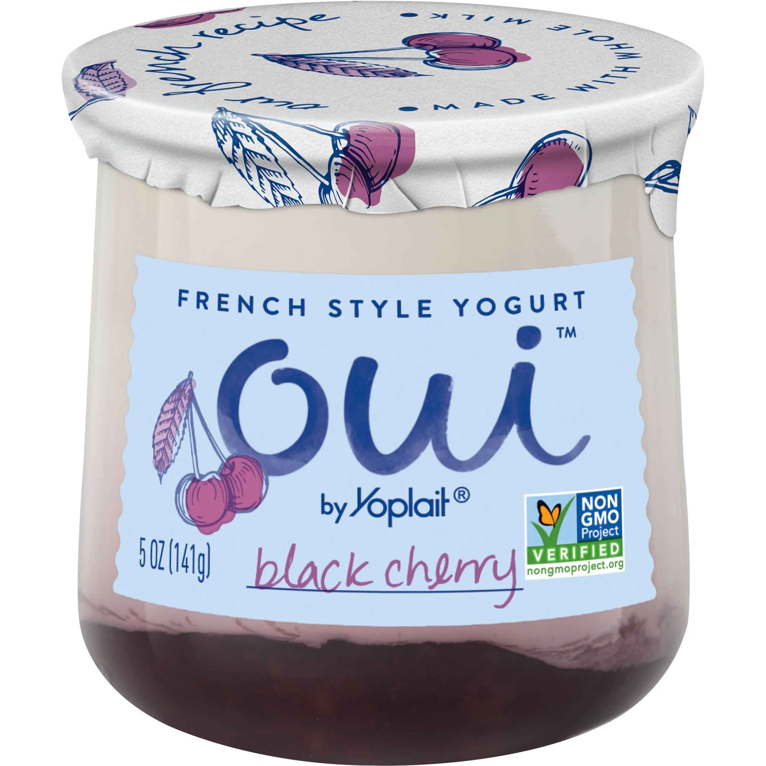 Oui By Yoplait French Style Yogurt Black Cherry 5 Ounce Size - 8 Per Case.