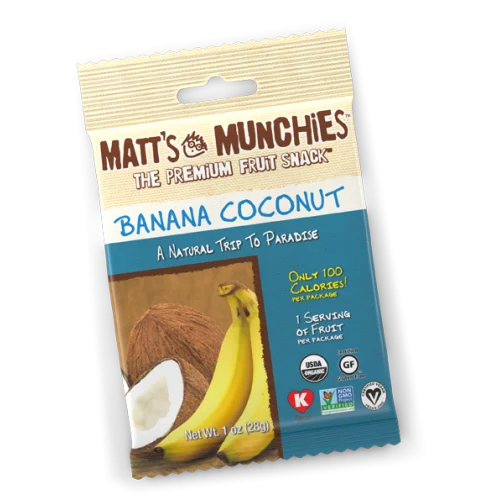 Matts Munchies Premium Fruit Snack - Banana Coconut CASE Of 12 ~NEW FLAVOR~