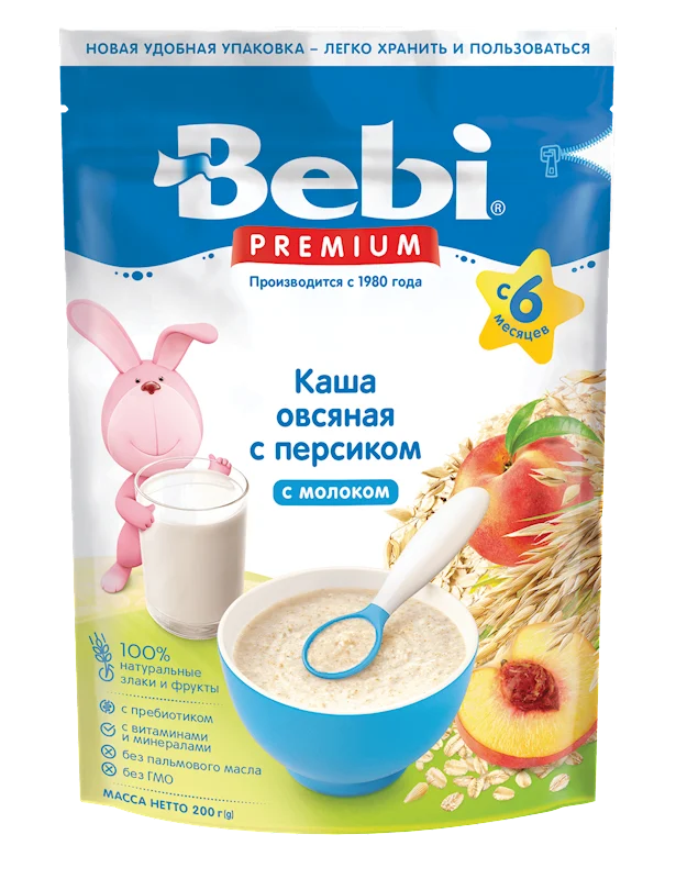 BEBI 69 Oatmeal Flakes with Milk and Peach 200g/9pack