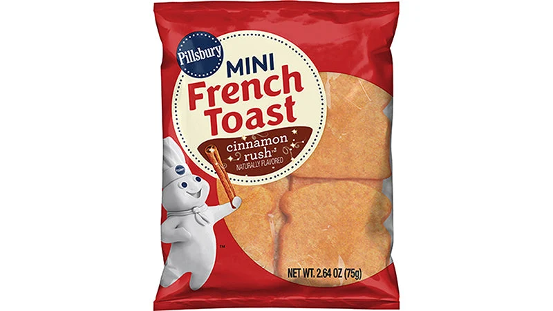Pillsbury Frozen Mini French Toast Cinnamon Rush 2.64 Ounce Size - 72 Per Case.