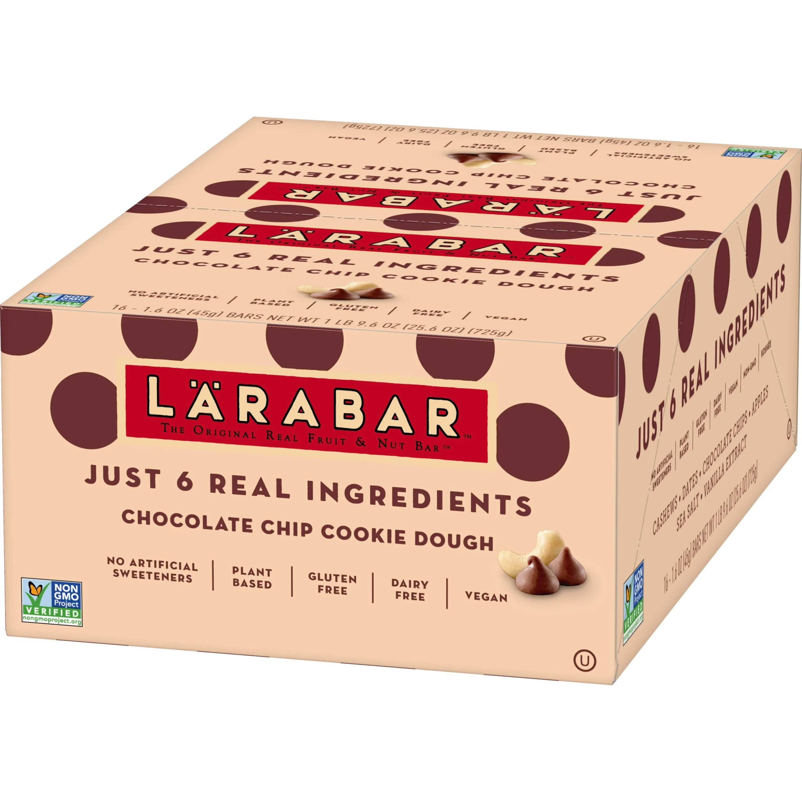 Larabar Wellness Bars Chocolate Chip Cookie Dough 25.6 Ounce Size - 4 Per Case.