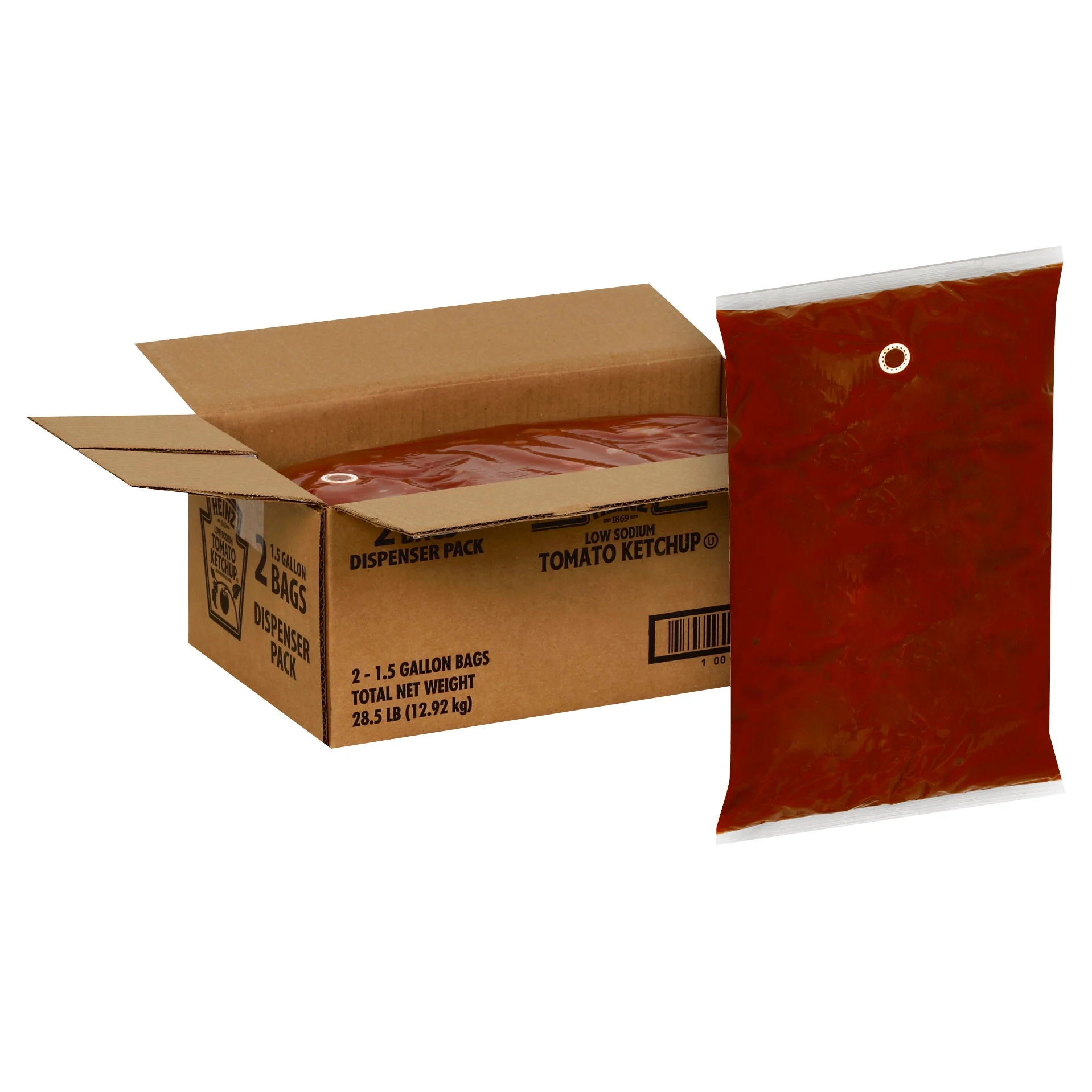 HEINZ Low Sodium Ketchup 1.5 gal. Dispenser Packs 2 Per Case