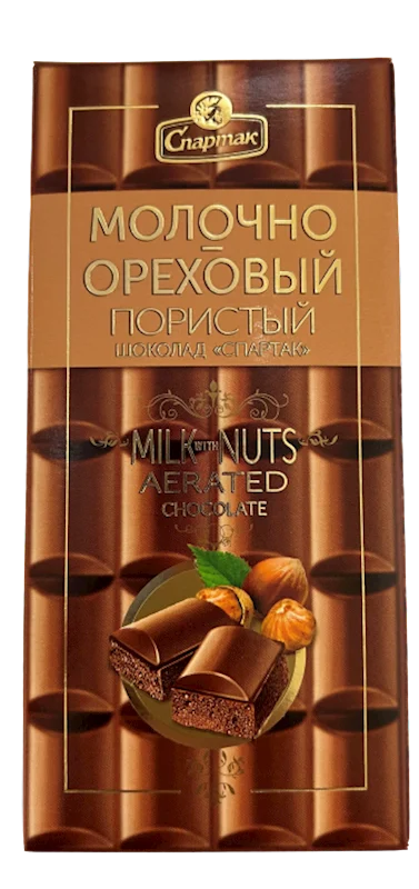 SPARTAK Aerated Milk Chocolate Bar with Nuts 70g/13pack