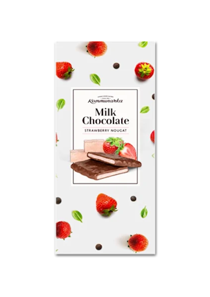 KOMMUNARKA Milk Chocolate Bar Milk with Strawberry Nougat 80g/20pack