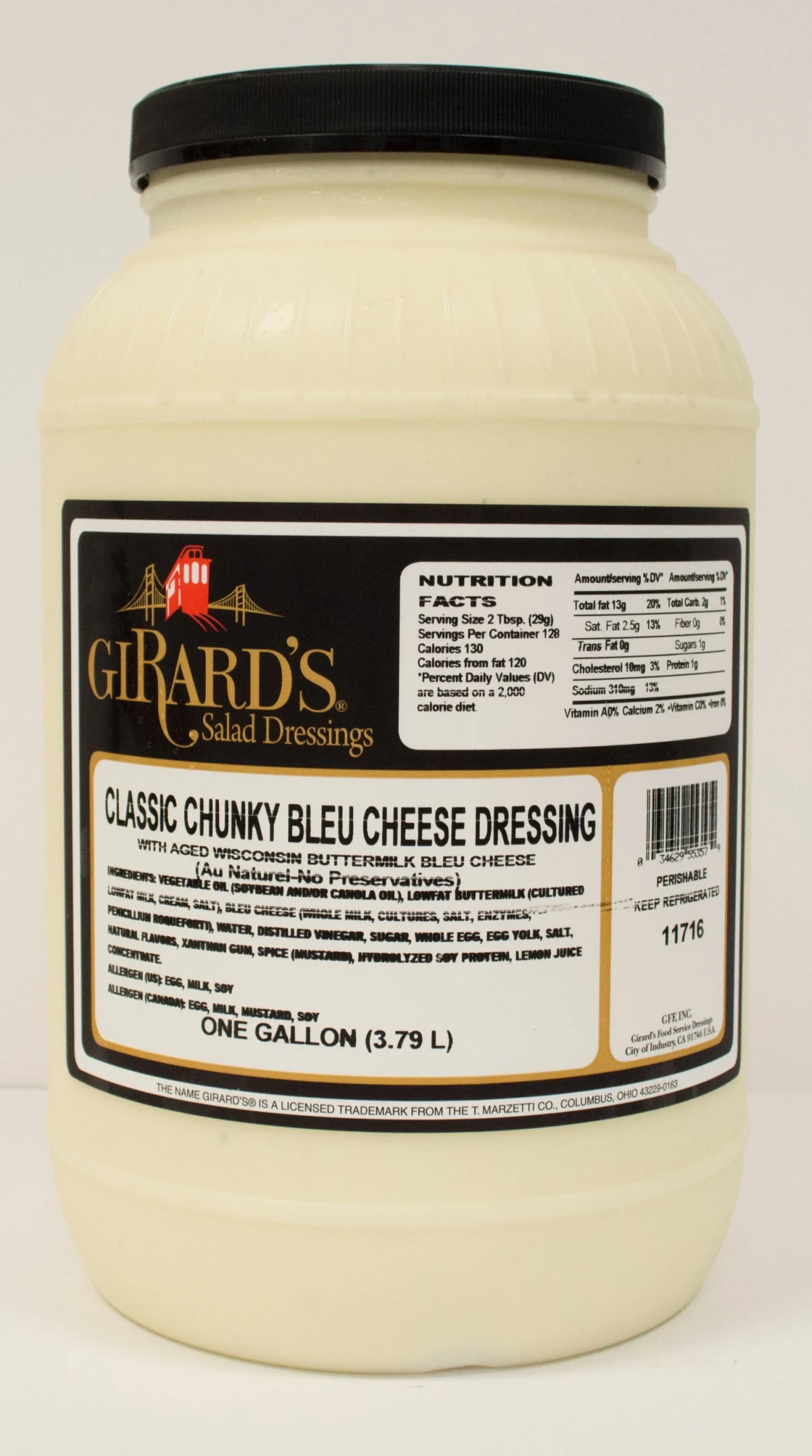 Girard's Classic Chunky Bleu Cheese Dressing, 1 Gallon- 2 Per Case.