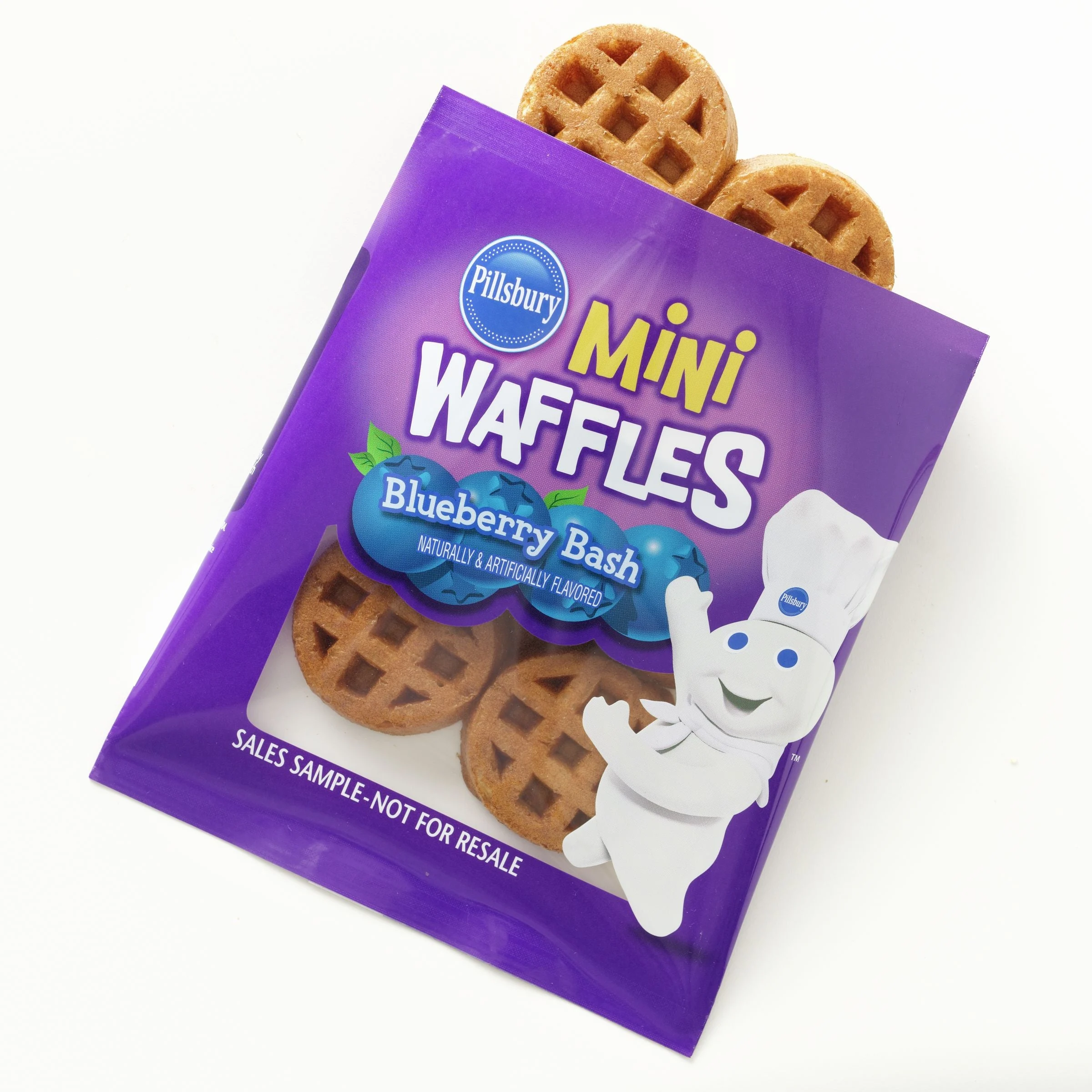 Pillsbury Frozen Mini Waffles Blueberry Bash 2.47 Ounce Size - 72 Per Case.