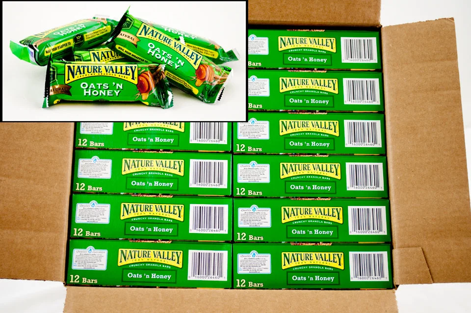 Nature Valley Crunchy Granola Bars Oats 'n Honey (Double Bar) 8.94 Ounce Size - 12 Per Case.