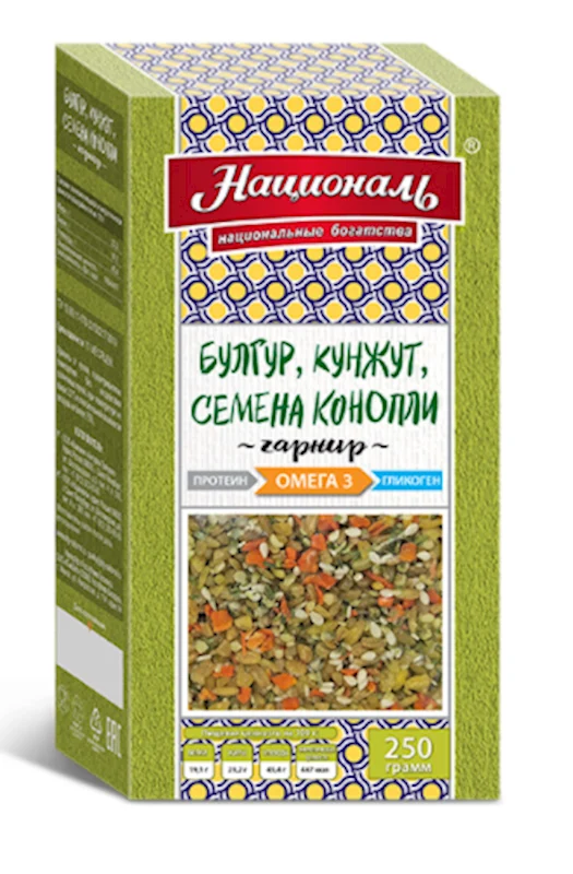 Natsional Angstrem Grains Mix Bulgur, Sesame & Hemp Seeds Omega 3 250g/8pack
