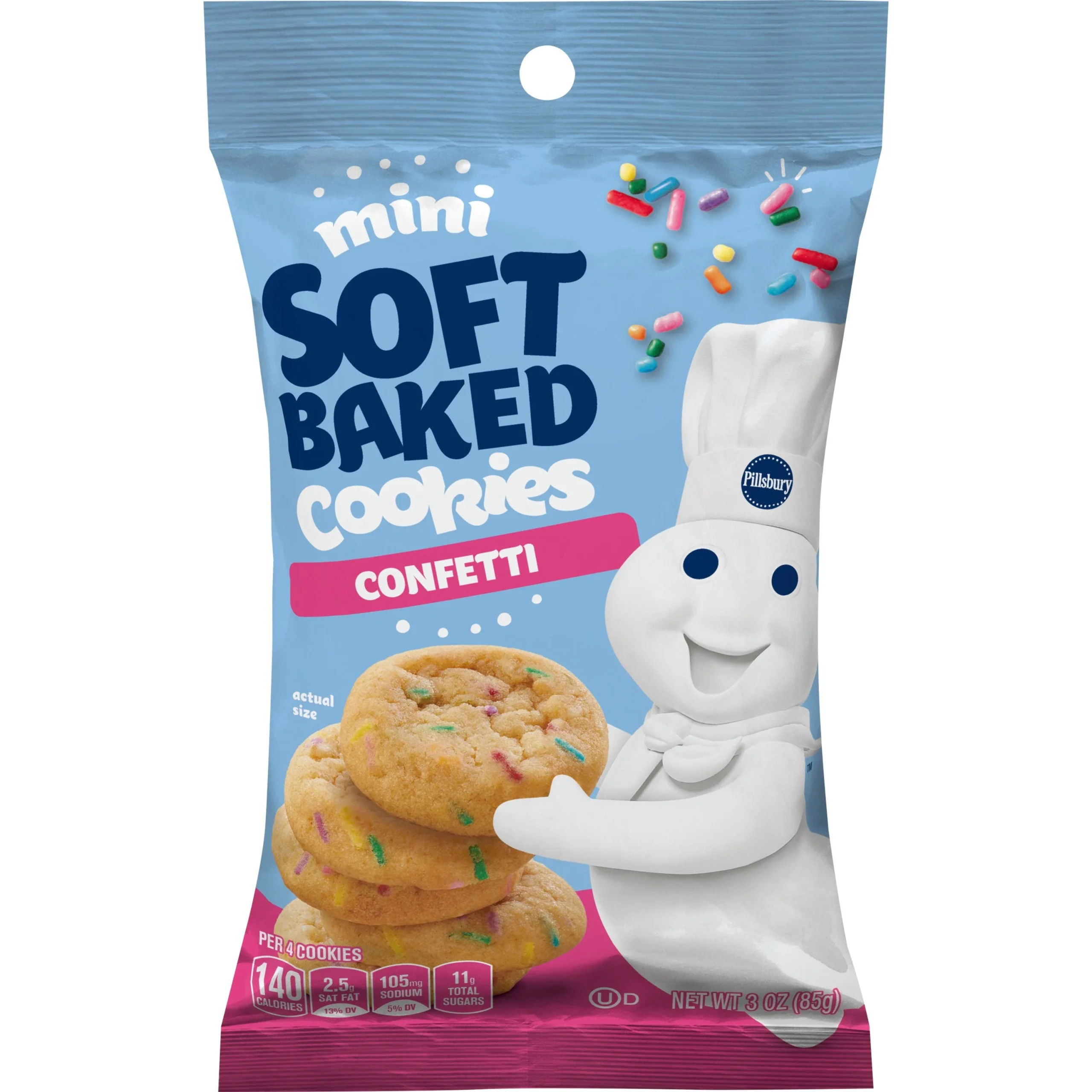 Pillsbury Mini Soft Baked Cookies Confetti 18 Ounce Size - 9 Per Case.