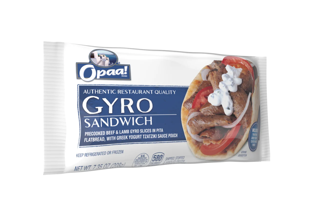 Opaa Brand Premade Gyros Sandwich 7.35 Ounce Size - 12 Per Case.