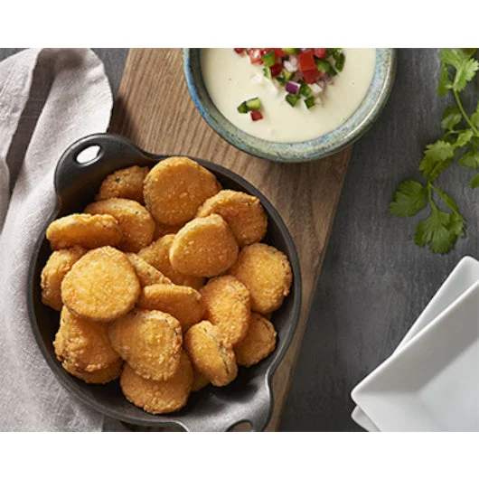 Harvest Creations Breaded Pickle Chips Spiced With Tabasco Sauce 2.5 Pound Each - 4 Per Case.