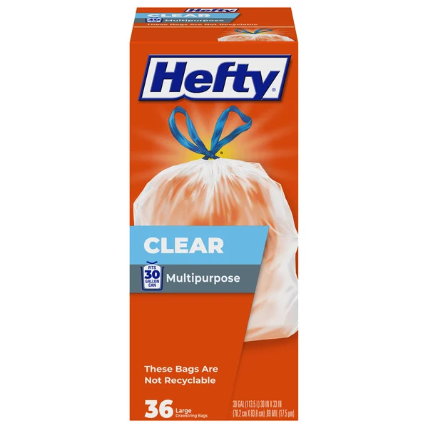 Hefty Clear Large Trash Drawstring Bags