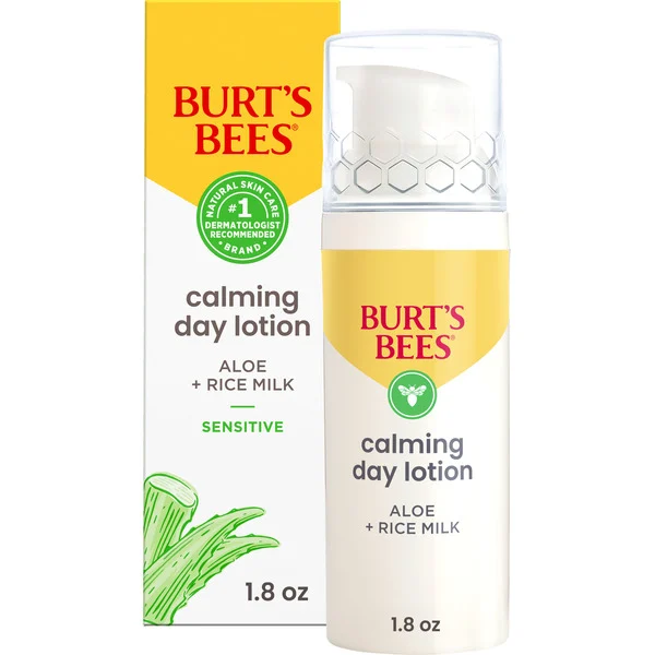 Burt's Bees Calming Day Face Lotion With Aloe and Rice Milk, 98.9% Natural Origin