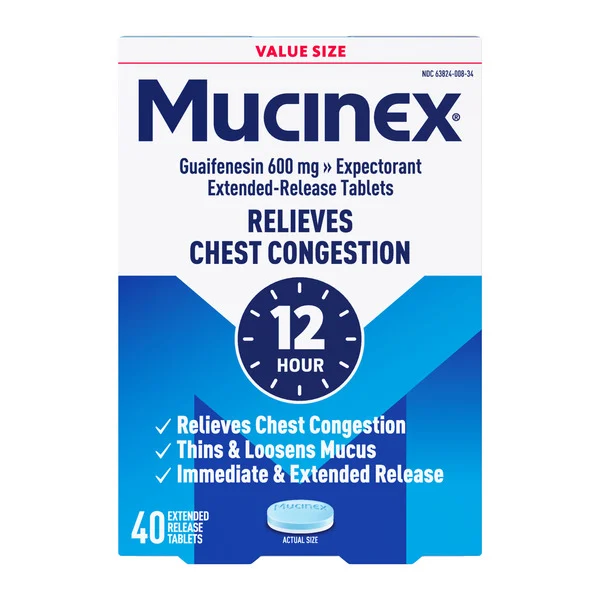 MUCINEX® 12-Hour Chest Congestion Expectorant Tablets, 40 Count