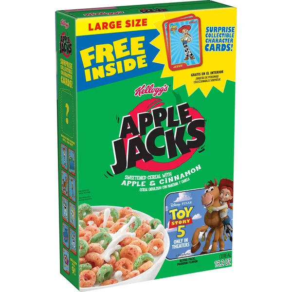 Kellogg's Apple Jacks Cold Breakfast Cereal8 Vitamins and MineralsKids SnacksLarge SizeOriginal13.2oz Box (1 Box)