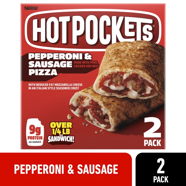 Hot Pockets Pepperoni & Sausage Pizza Frozen Snacks In An Italian Style Seasoned Crust