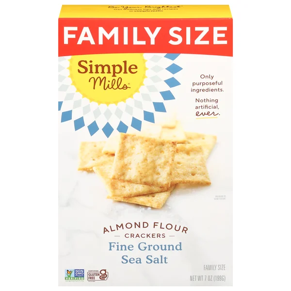 Simple Mills Almond Flour Crackers, Fine Ground Sea Salt, Family Size
