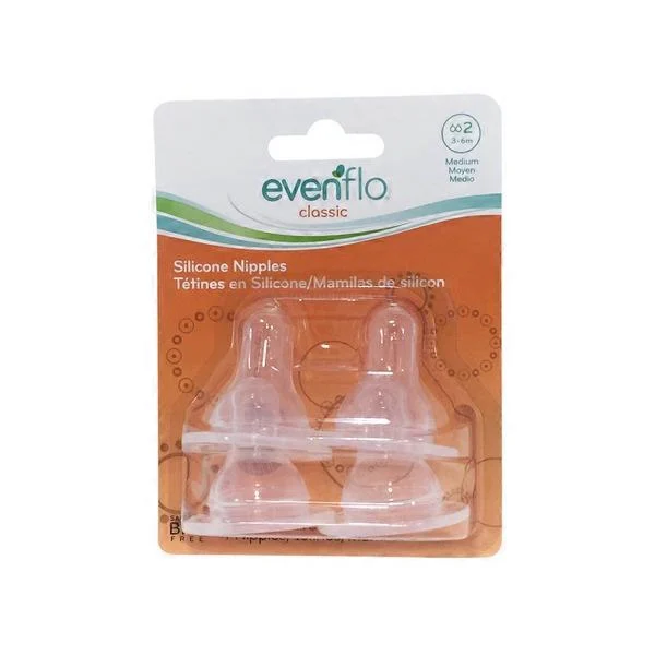 Evenflo 3-6 Months Medium Flow Classic Silicone Nipple