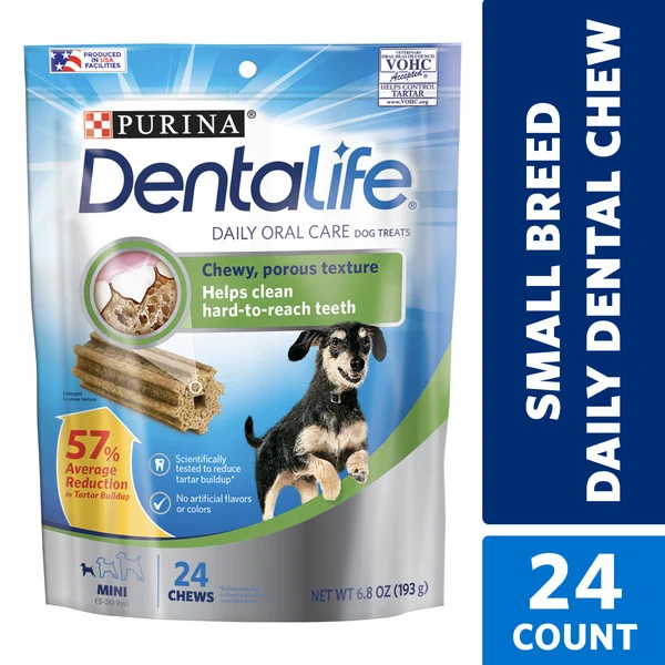 Purina DentaLife Made in USA Facilities Small Breed Dog Dental Chews, Daily Mini
