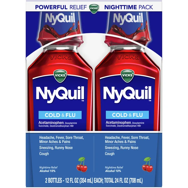 Vicks NyQuil Cold & Flu Nighttime Relief Cherry Flavor Liquid