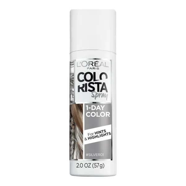 L'Oreal Hair Makeup Temporary 1-Day Hair Color Spray, SILVER
