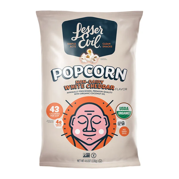LesserEvil Organic Popcorn, White Cheddar