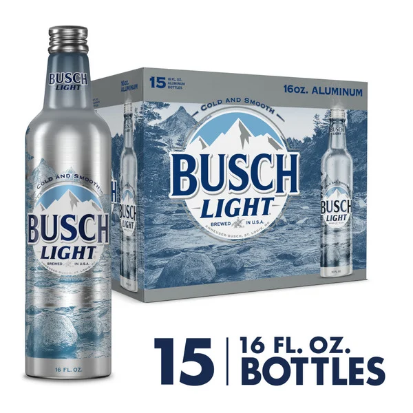 Busch American Lager Beer 15 Pack, 16 Fl Oz Bottles