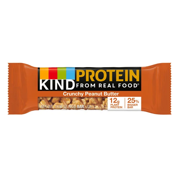 KIND PROTEIN Healthy Snack Bar, Crunchy Peanut Butter, 12g Plant Protein, Gluten Free Protein Bars