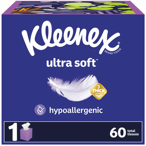 Kleenex Ultra Soft Facial Tissues Cube Box 3 Ply