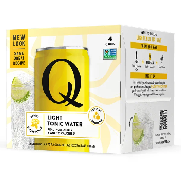 Q Mixers Light Tonic Water, Premium Cocktail Mixer