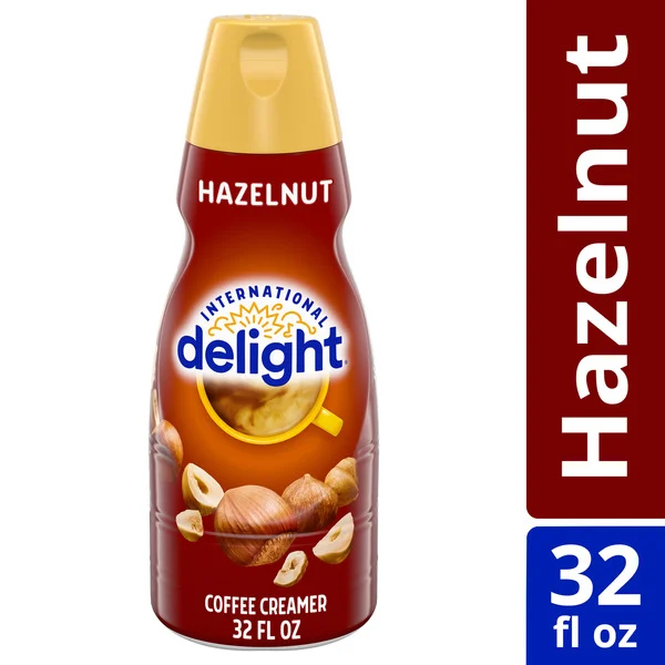 International Delight Hazelnut Coffee Creamer, Refrigerated Flavored Creamer, Lactose Free and Gluten Free, 32 fl oz Bottle