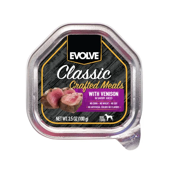EVOLVE Classic Crafted Meals with Venison, Wet Dog Food