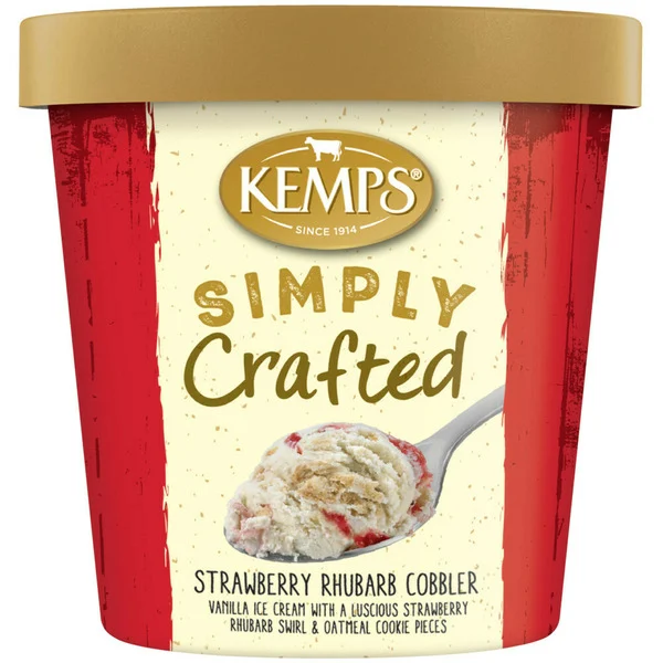 Kemps Simply Crafted Strawberry Rhubarb Cobbler Ice Cream
