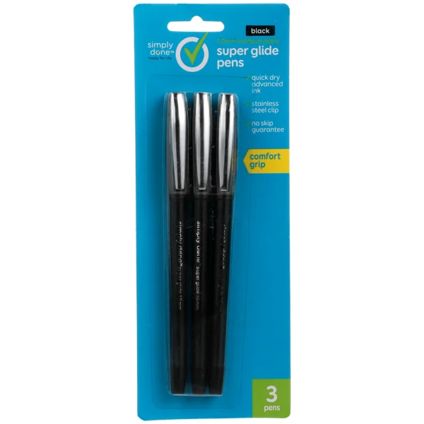 Simply Done 1.0Mm Medium Point Super Glide Pens, Black