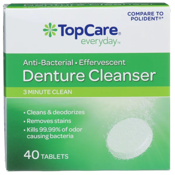 TopCare Anti-Bacterial Effervescent 3 Minute Clean Denture Cleanser Tablets