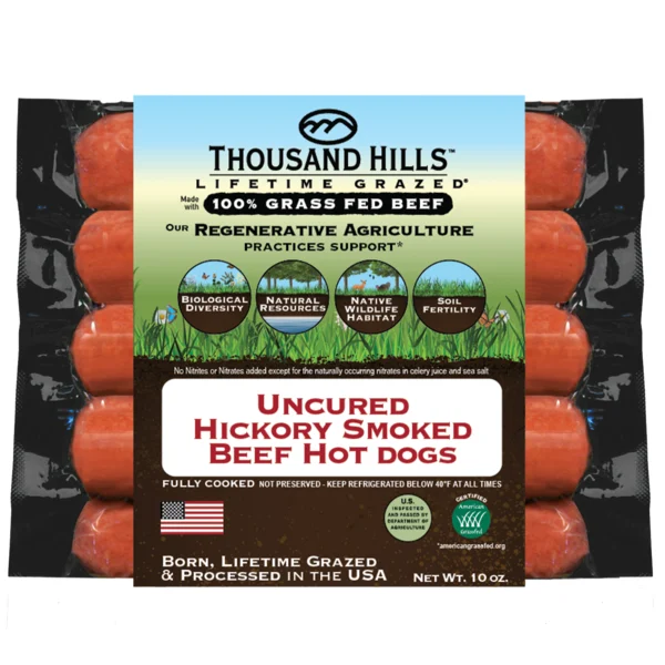 Thousand Hills Lifetime Grazed Hickory Smoked Beef Hot Dogs