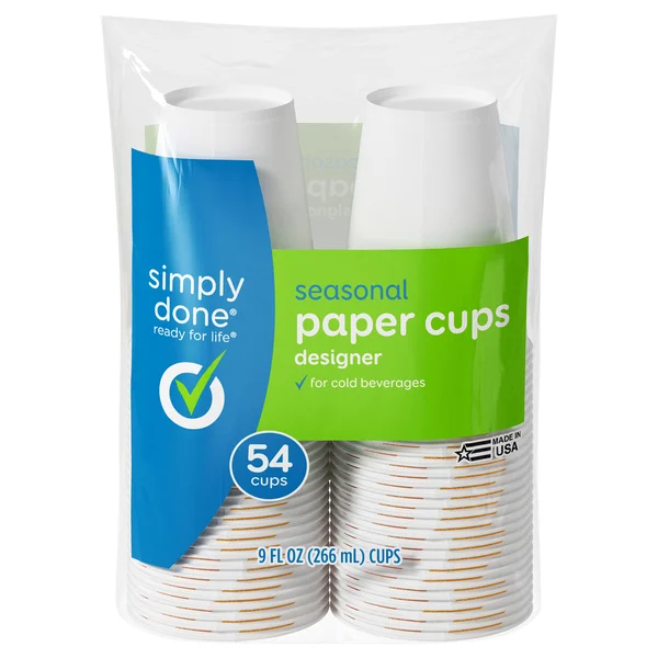 Simply Done 9 Fluid Ounce Seasonal Designer Paper Cups