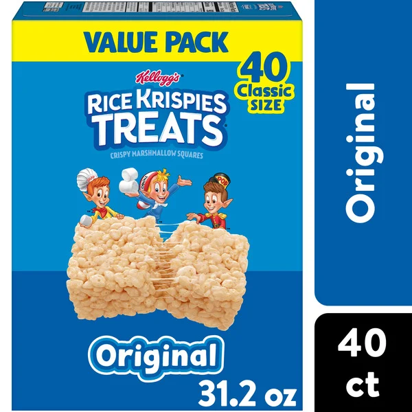 Kellogg's Rice Krispies Treats Original Crispy Marshmallow Squares, Kids Snacks, Value Pack