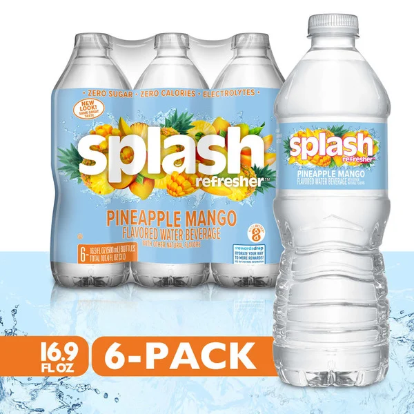 SPLASH BLAST Splash Refresher Pineapple Mango Flavored Water, 16.9 fl oz, 6 Pack