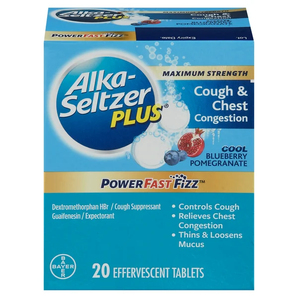 Alka-Seltzer Plus Cough & Chest Congestion, Maximum Strength, Cool Blueberry Pomegranate, Tablets